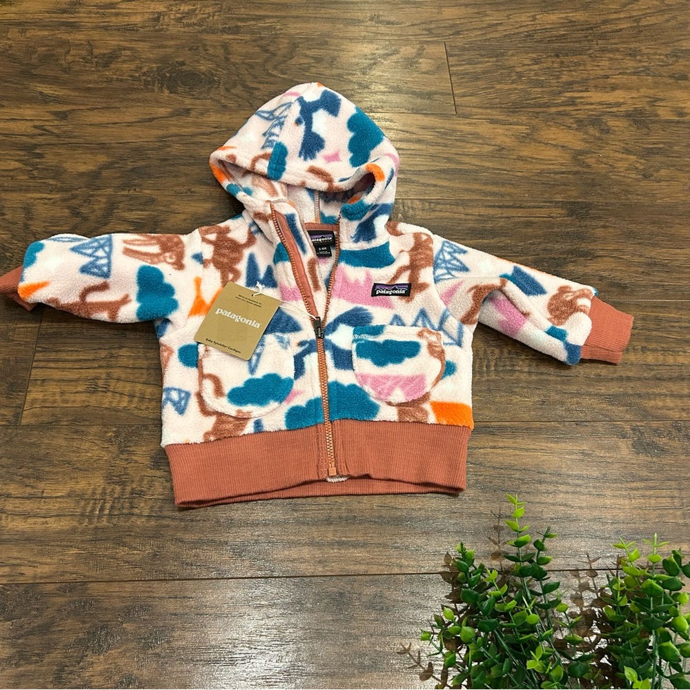 NWT PATAGONIA Baby Synchilla Cardigan Hoodie Fleece Zip-up Sweater 3-6M
